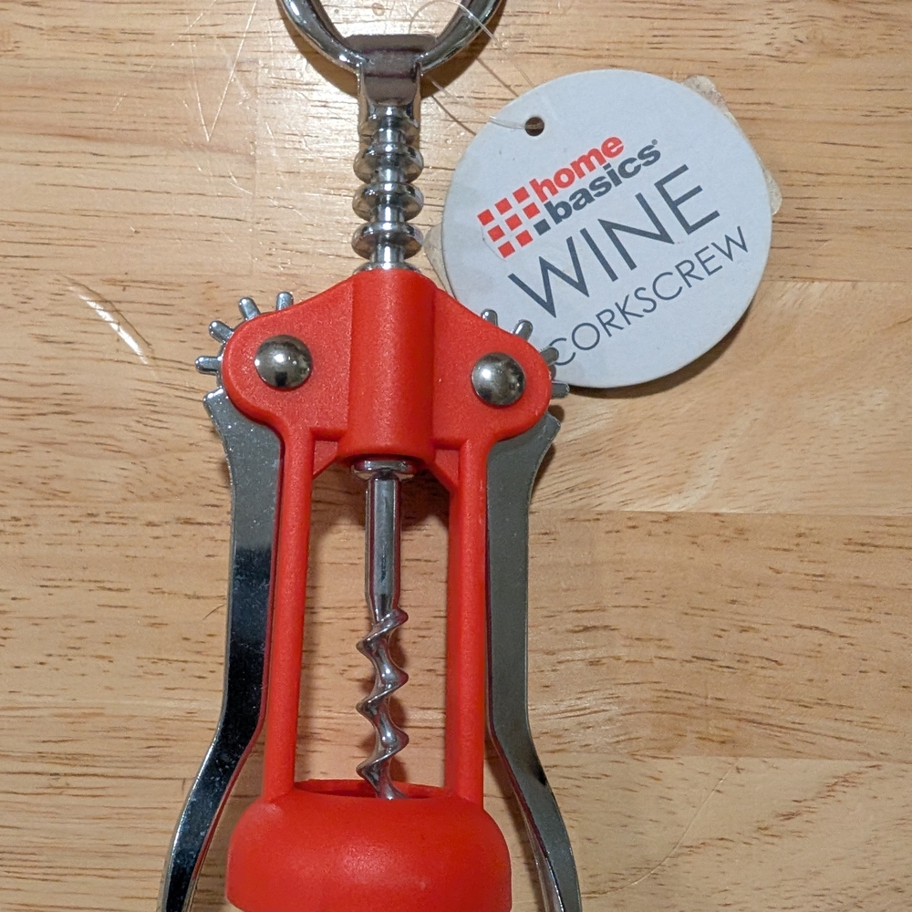 Home Basics Red and Silver Wine Corkscrew
